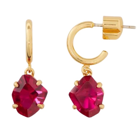 kate spade Jewelry - KATE SPADE • Fuchsia Treasure Trove Huggies Hoop Earrings